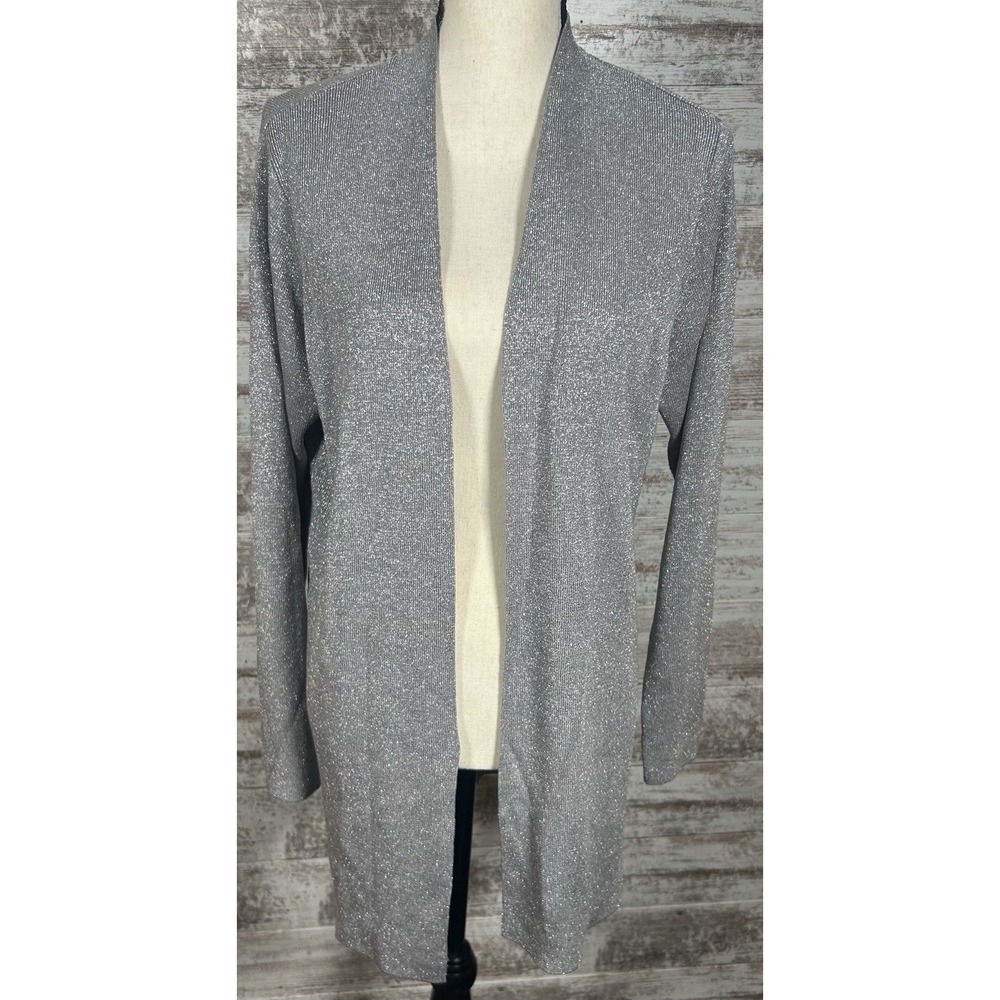 Vintage Saks‎ Fifth Avenue Real Clothes Cardigan Medium Gray Shimmer Sparkle